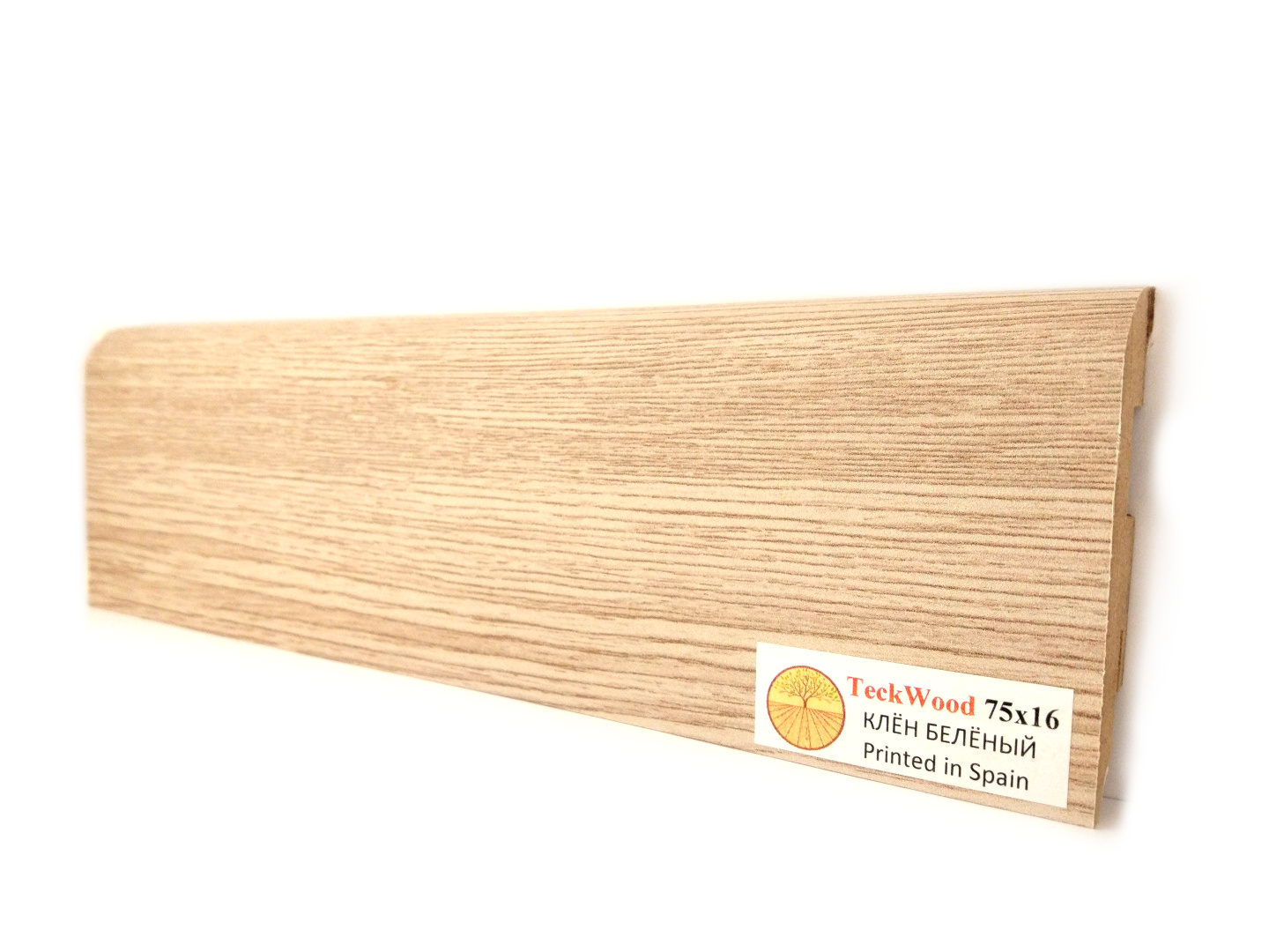 Плинтус МДФ ламинированный TeckWood Клен беленый 2150×75×16